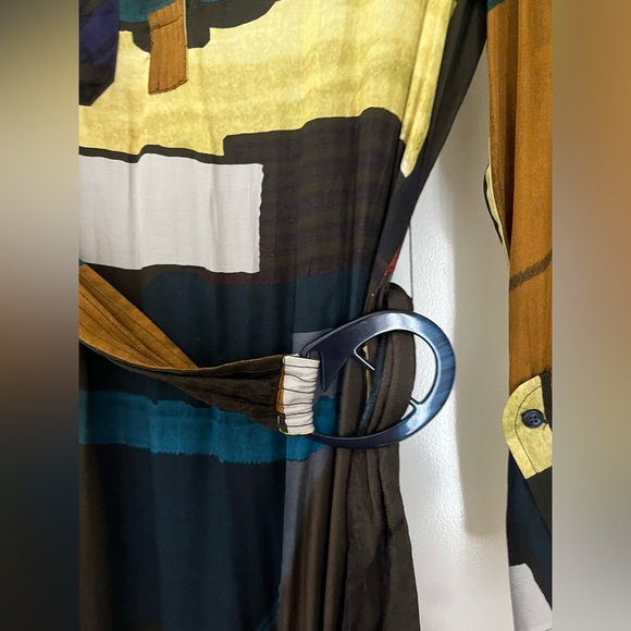 Zara Printed Midi Dress w/ Belt - Picture 6 of 10